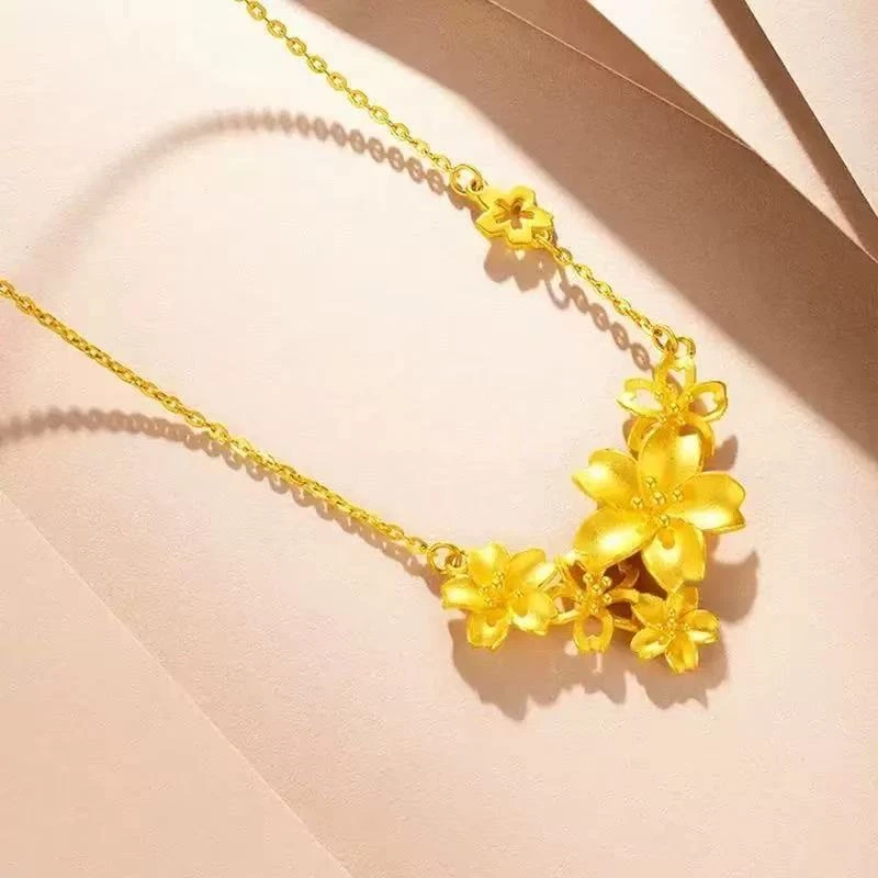 万福黄金繁花似锦三生三世足金999项链女