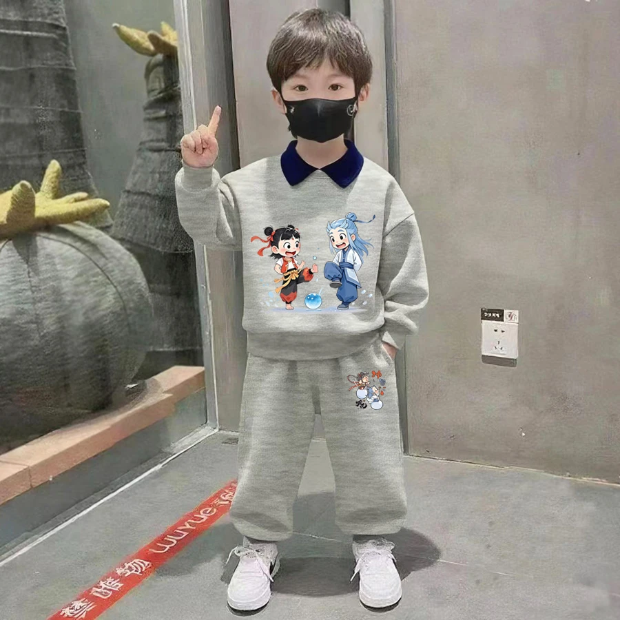 哪吒卫衣套装男女童2025年儿童衣服春秋款潮酷痞帅童装时髦两件套