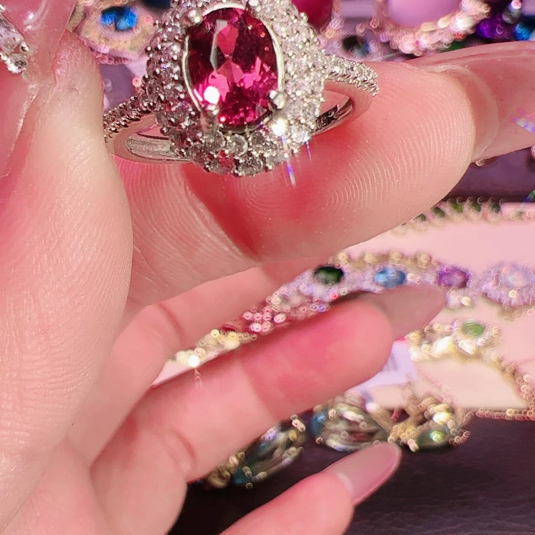 碧玺碧玺戒指银S925镶嵌