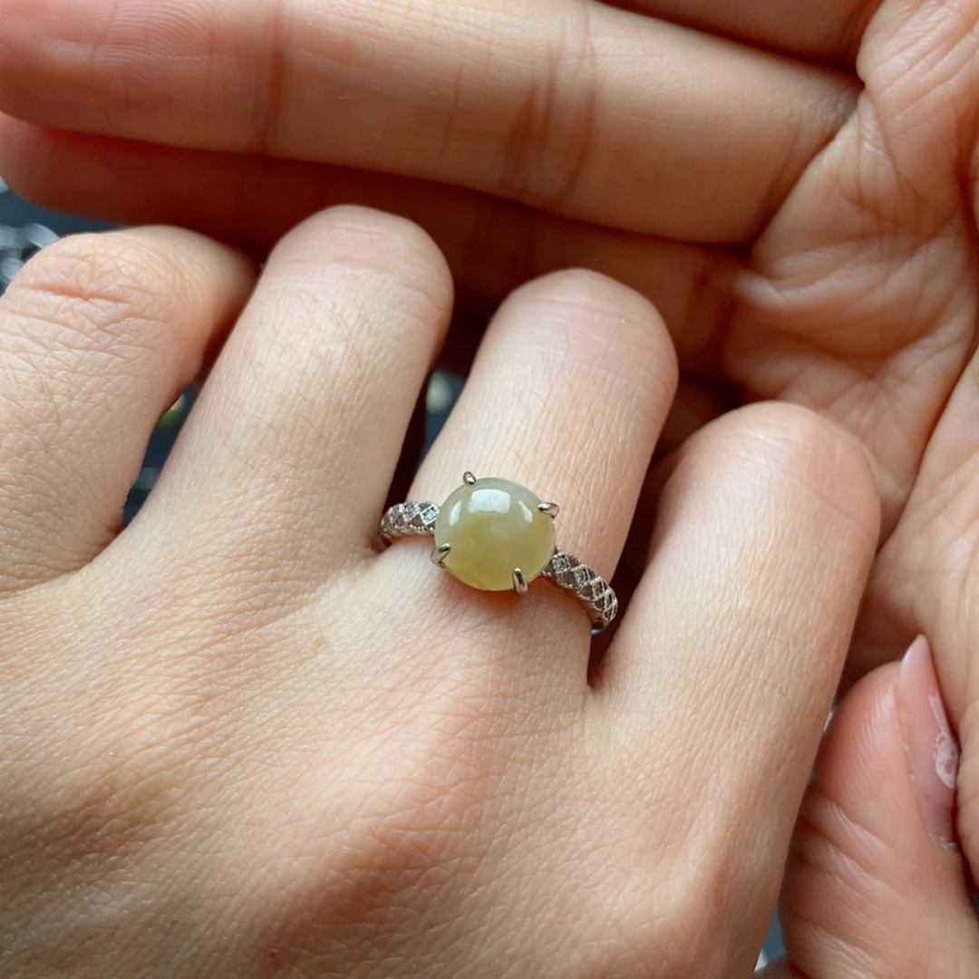 翡翠耳饰银S925镶嵌阿**茶翡翠首饰