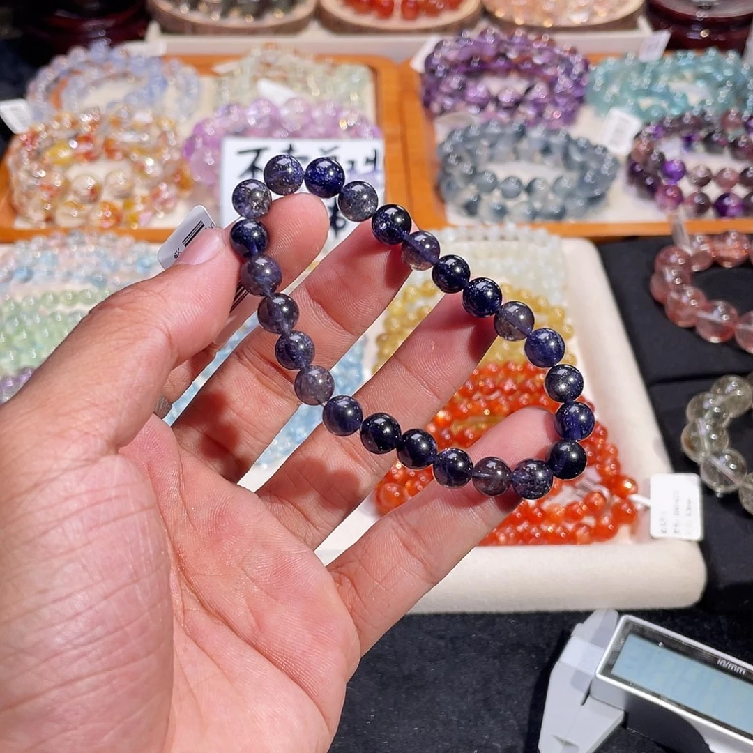 手链堇青石未镶嵌雪花冰堇青7.5mm