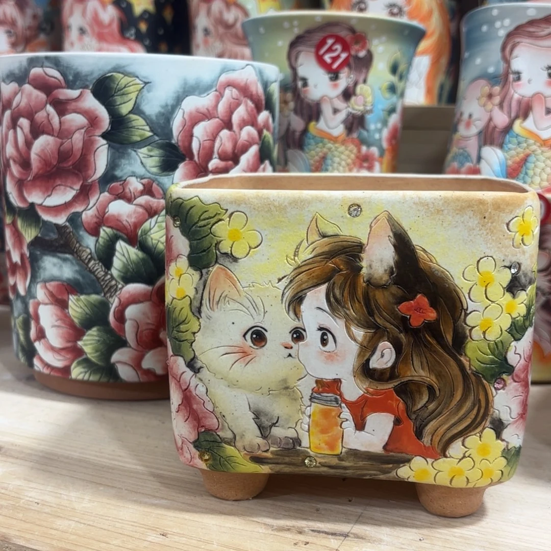 景德镇手绘花盆陶瓷11/12