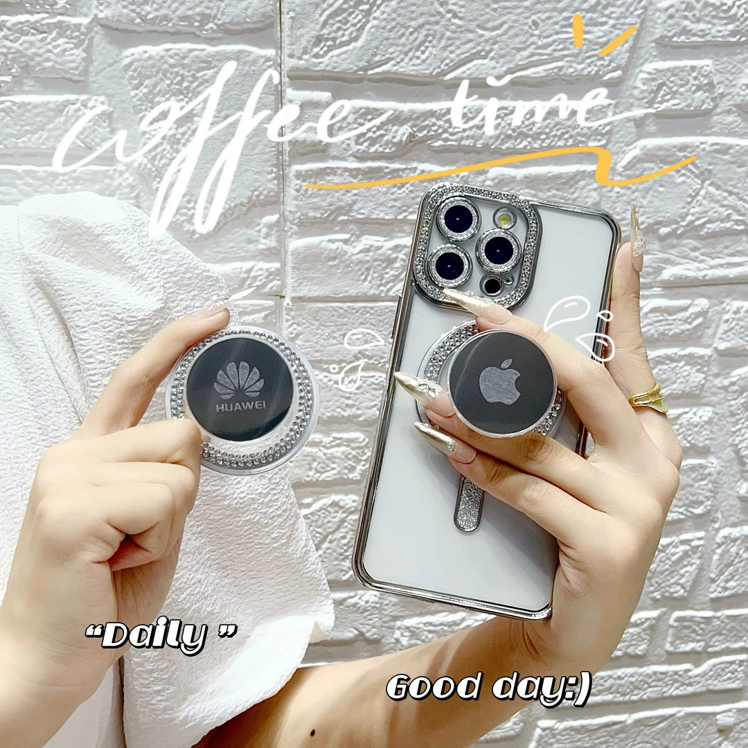 Magsafe磁吸支架气囊小红书同款镶钻多功能解压伸缩懒人桌面支架