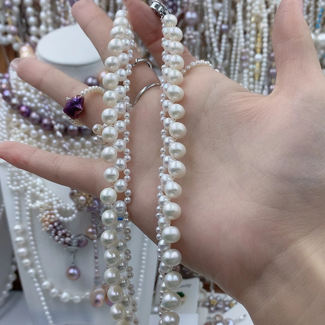 看***#耳饰银S925镶嵌淡水珍珠