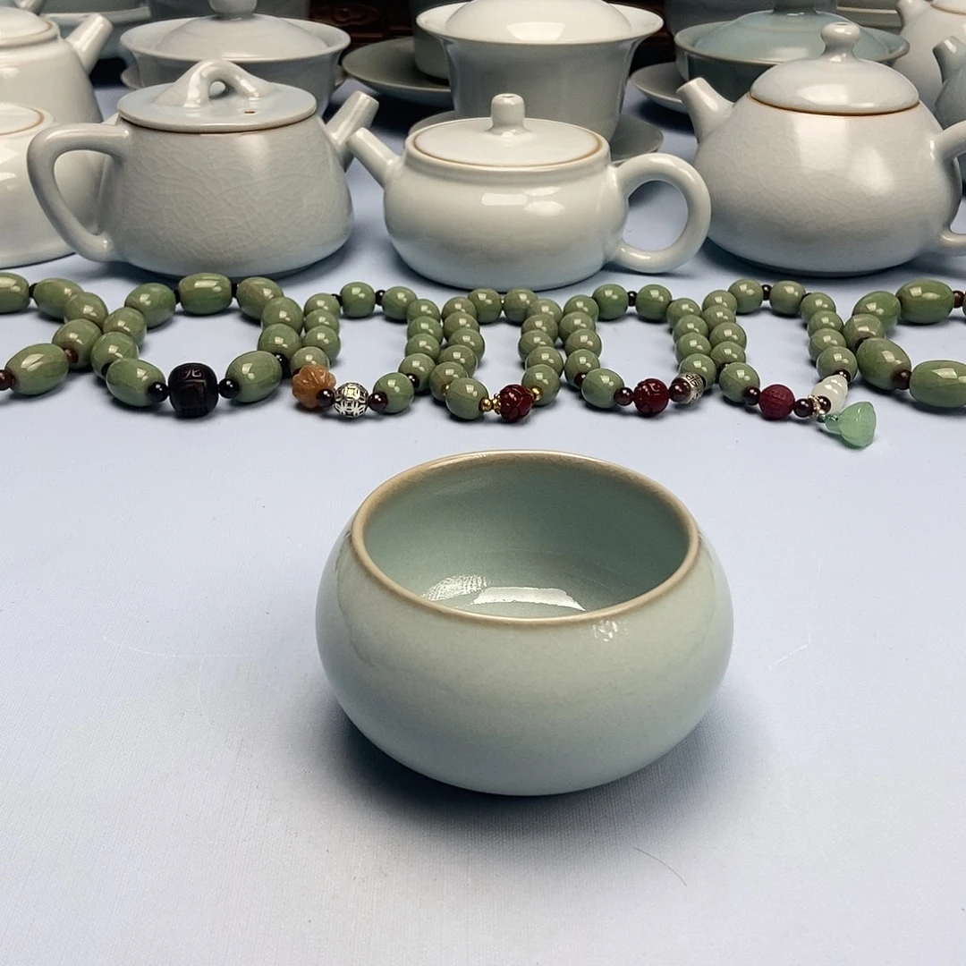 杯孤品微微瑕天青禅定杯原矿原釉原产地