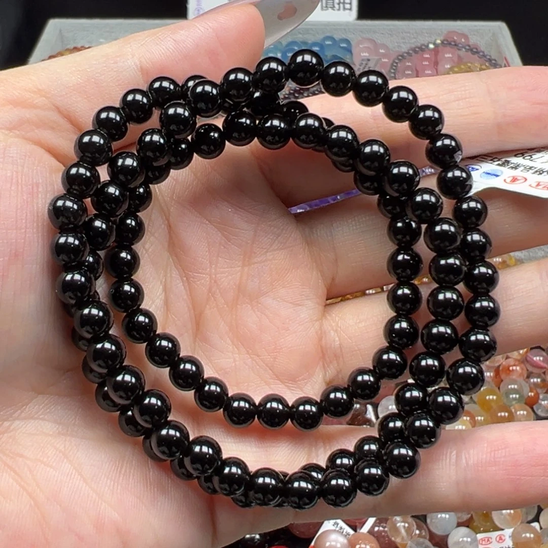 未镶嵌水晶手链卡6精品黑曜石三圈16