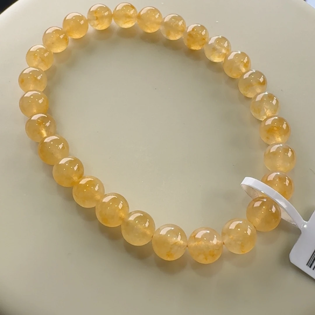 翡翠手链未镶嵌高冰金吉黄手串卡6.8 鲜亮！强推！