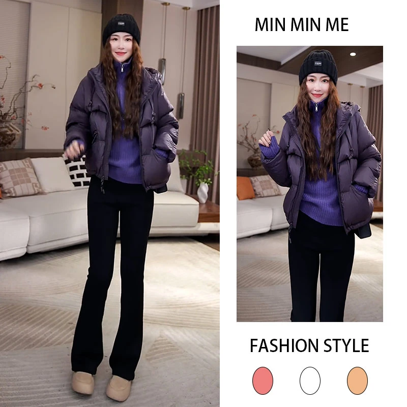 2025秋冬季新款设计感韩版法式长袖棉服女内搭打底衫休闲裤三件套