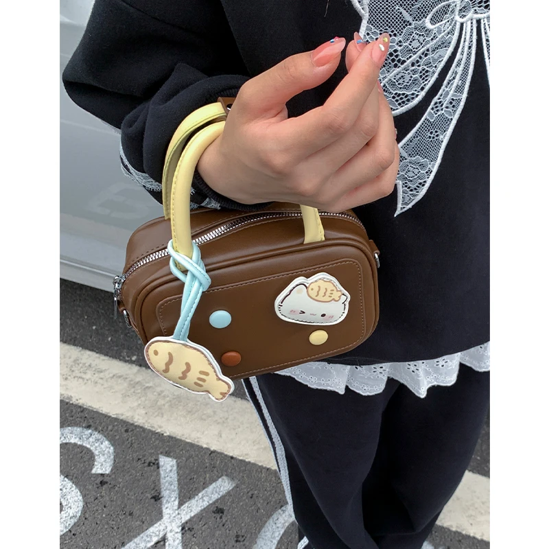韩系复古可爱保龄球包包女式2025新款秋冬单肩斜挎包高级感小方包
