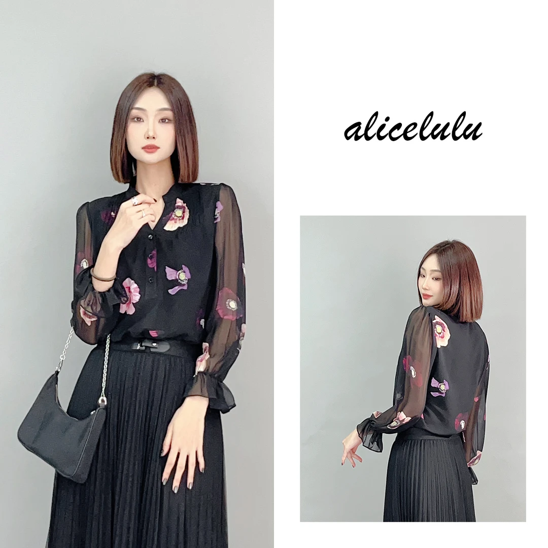 1 ALICE “春花起舞”衬衫 浪漫印花 轻盈飘逸 S2141523J