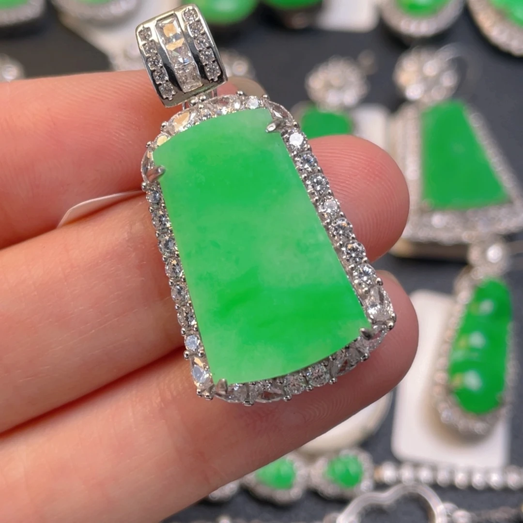 翡翠银S925镶嵌吊坠(不含链)