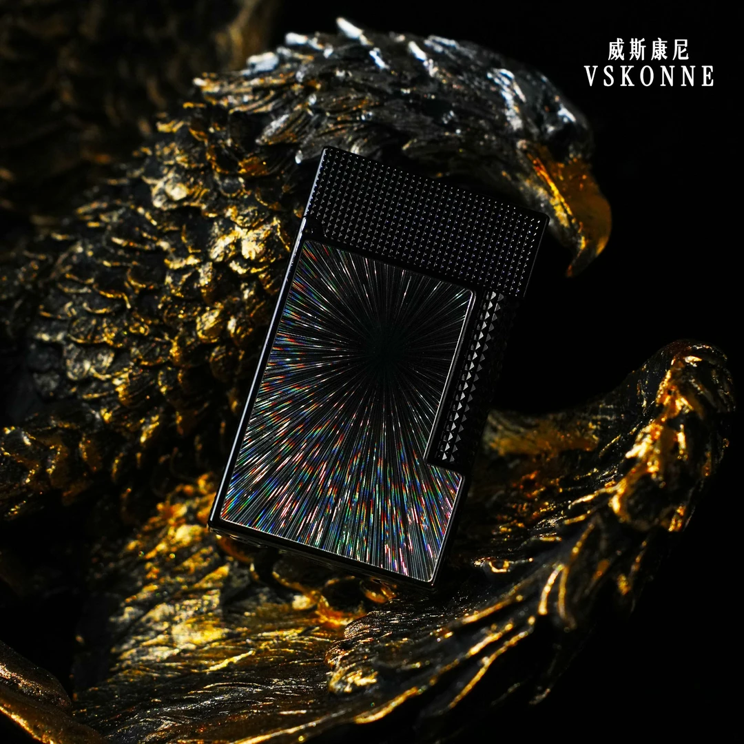 VSKONNE璀璨星光3D立体镜面高端男士侧滑纯铜朗声打火机高档轻奢