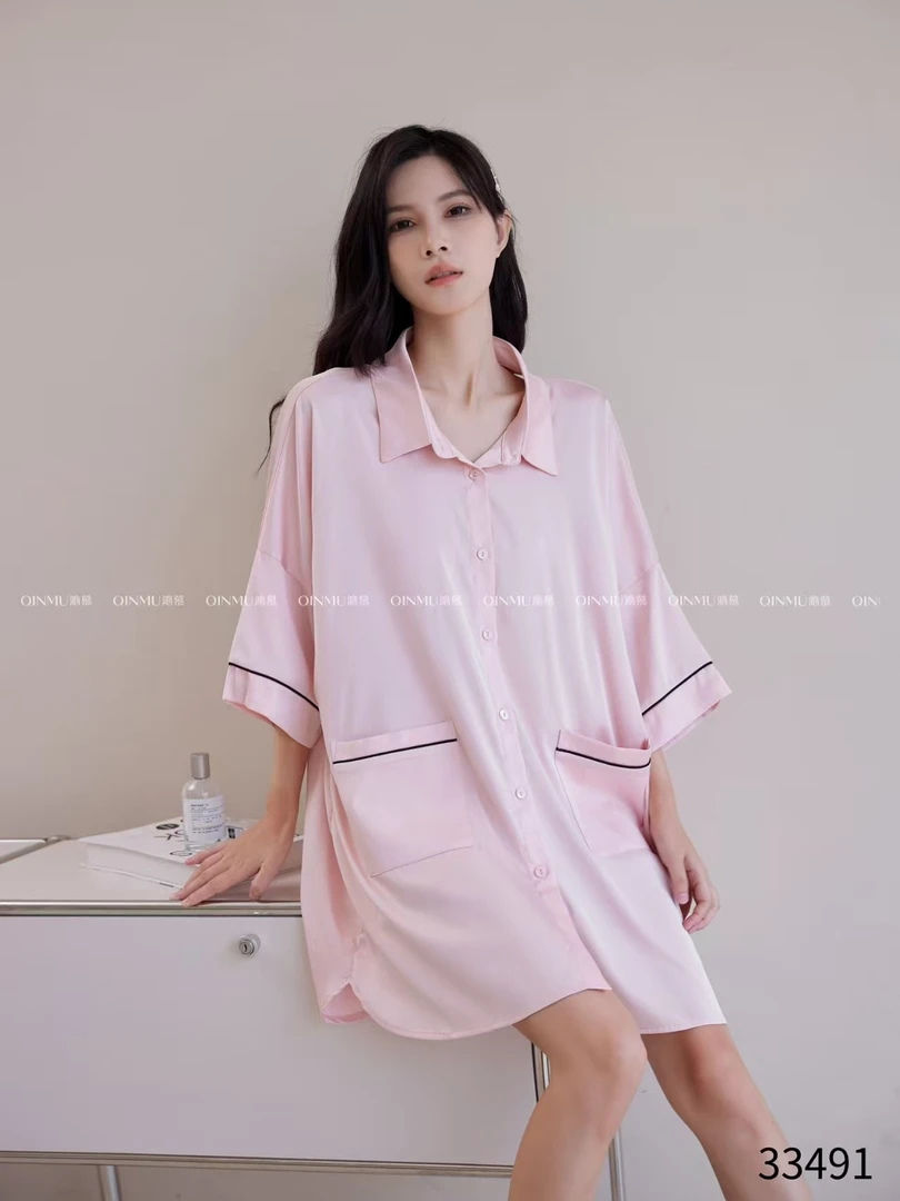 夏季冰雪丝衬衫裙白色睡裙宽松夏天薄款连衣裙合集