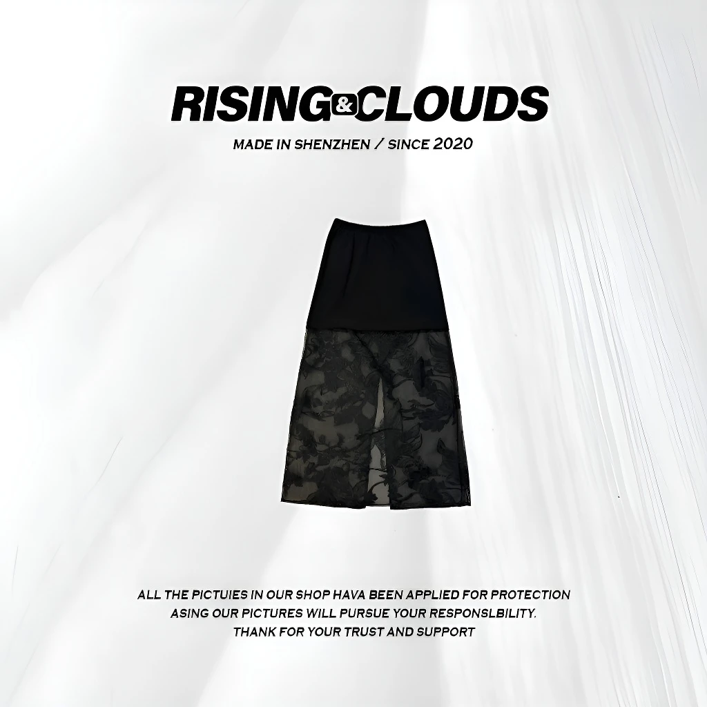 RISING&CLOUDS莎莎【冷羽】显瘦百搭2025春季蕾丝半裙120202