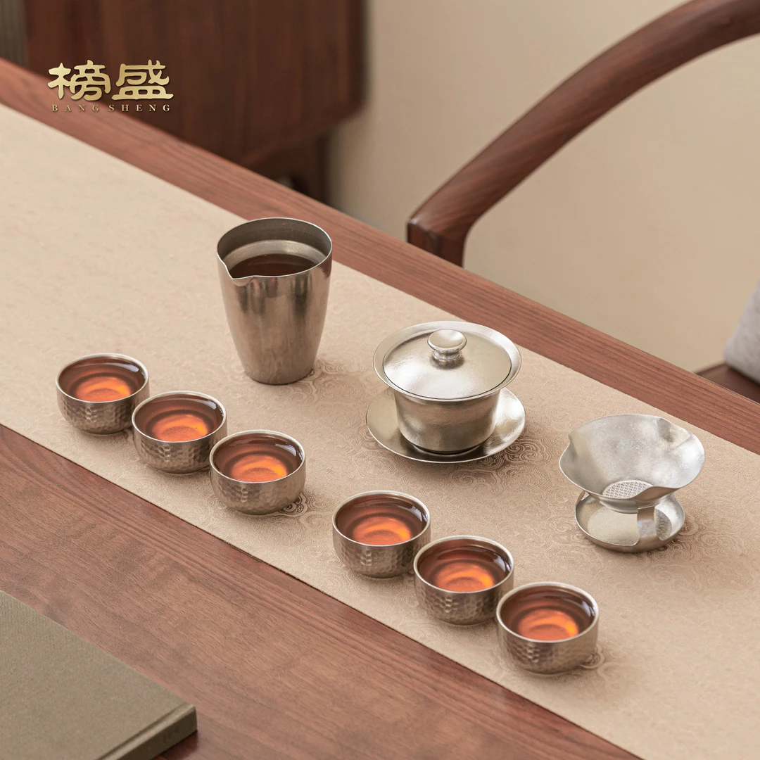 榜盛纯钛功夫茶具套装家用2025新款茶杯盖碗茶漏茶盘高档家用喝茶