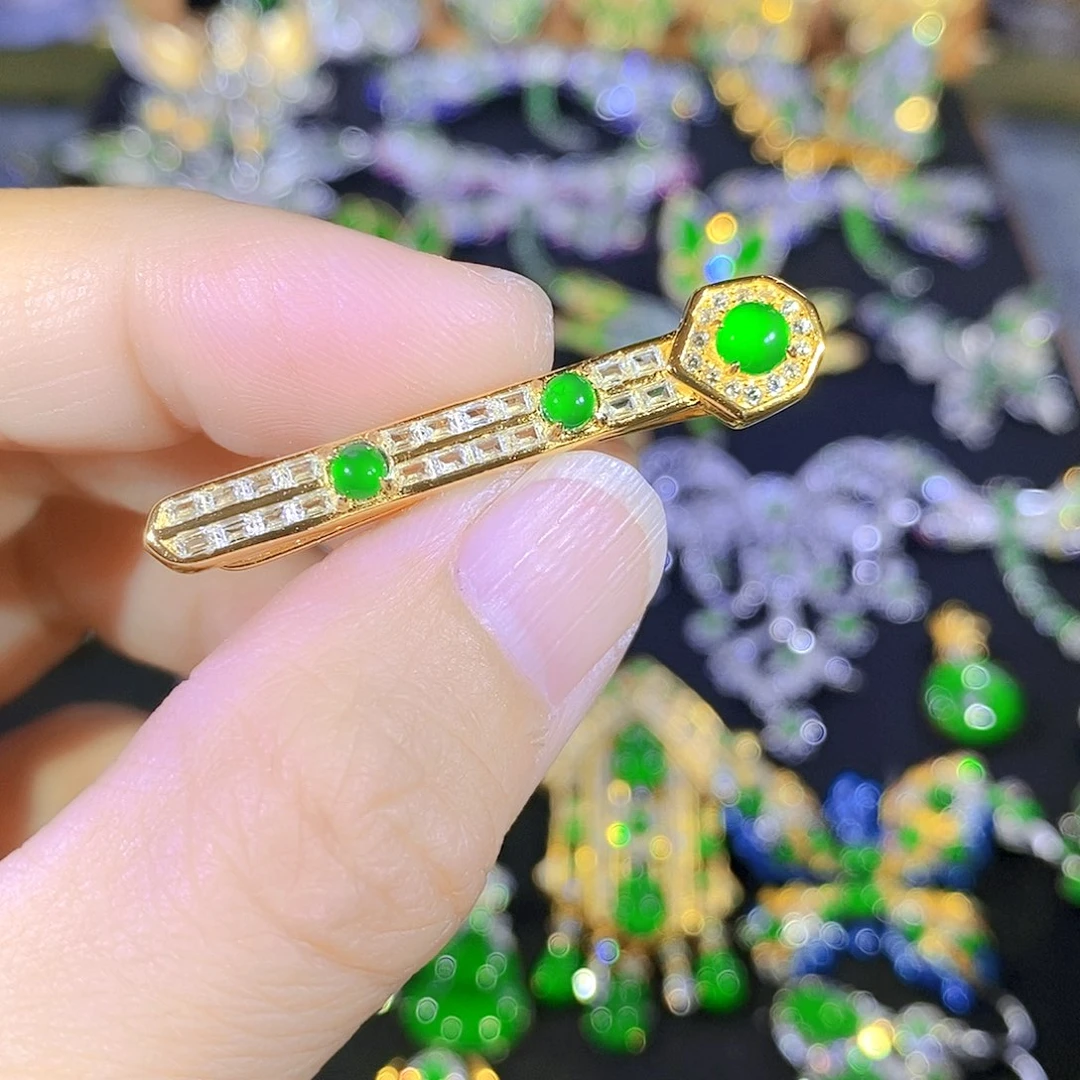 吊坠(不含链)银S925镶嵌翡翠