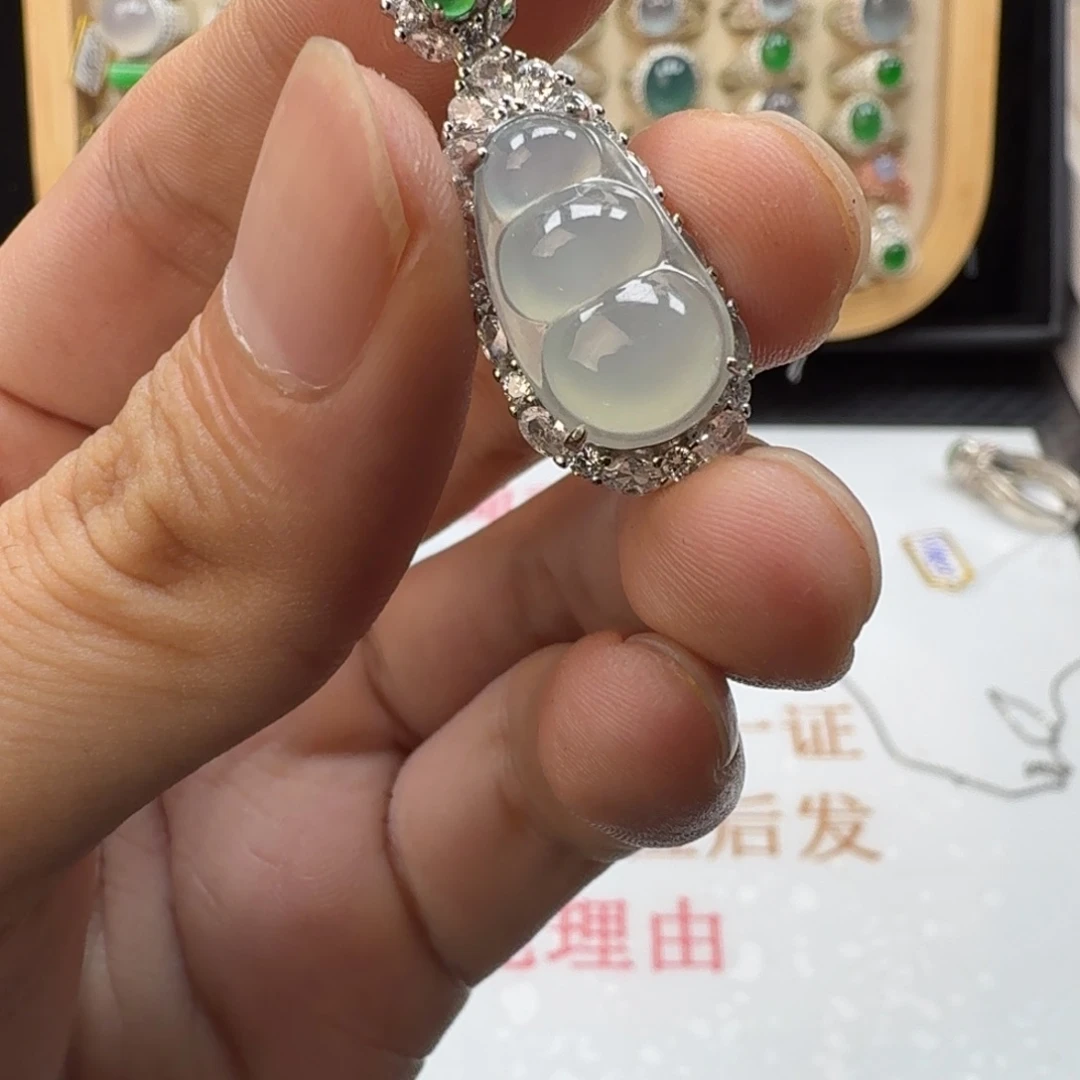 翡翠银S925镶嵌戒指天然缅甸翡翠A货