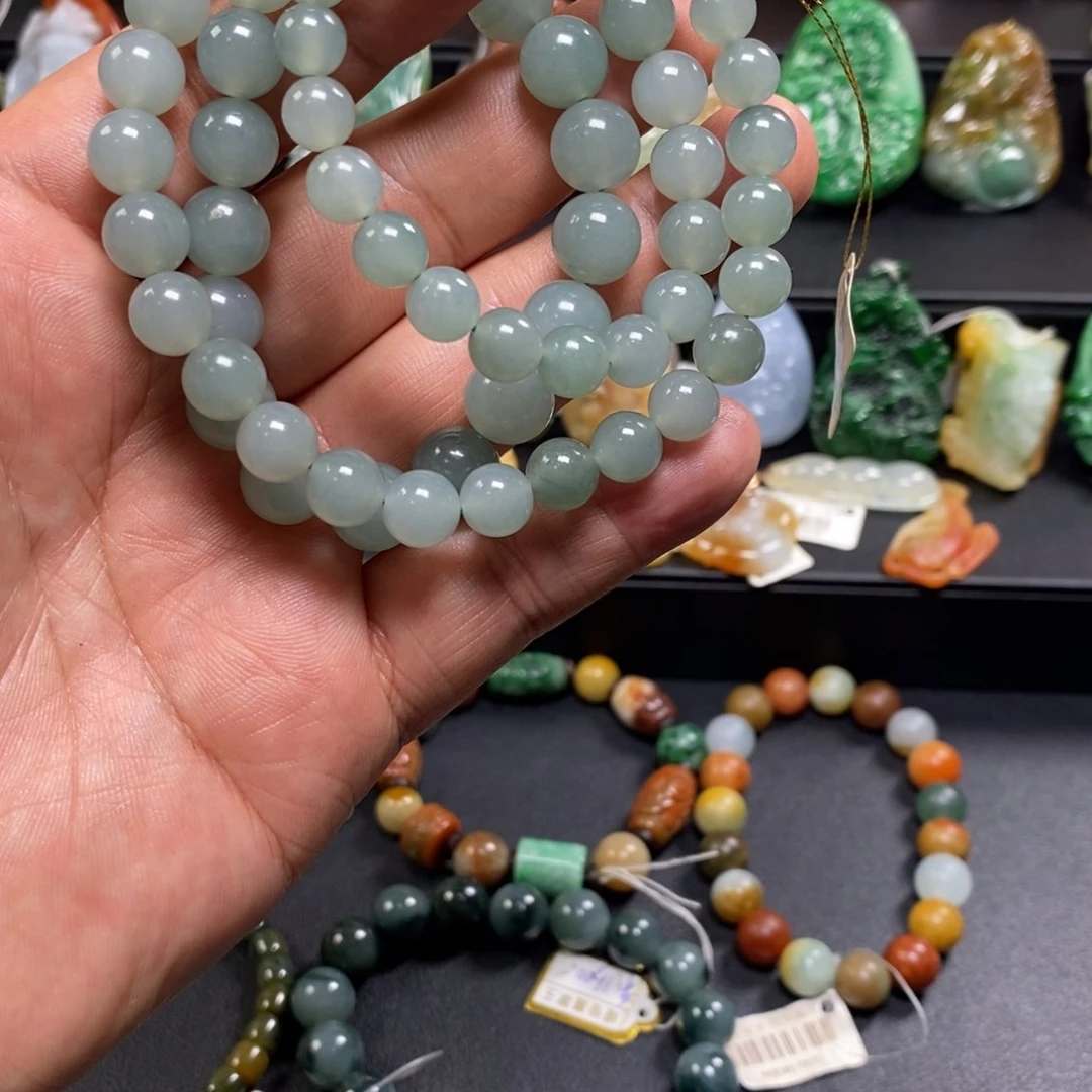 翡翠未镶嵌手串妈妈链