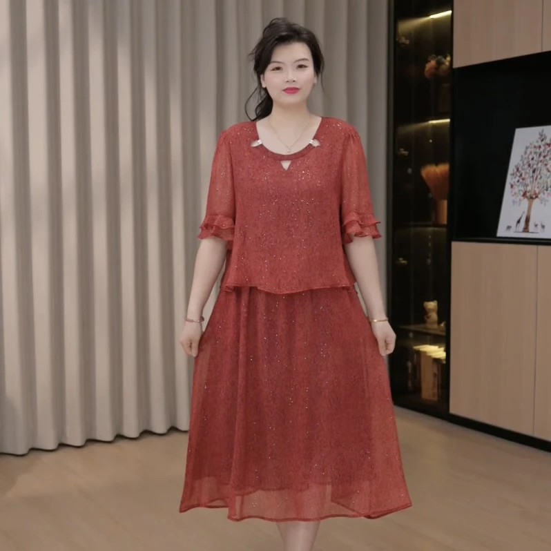 胖依依大码女装夏季新款气质时尚百搭休闲显瘦连衣裙5.31.2