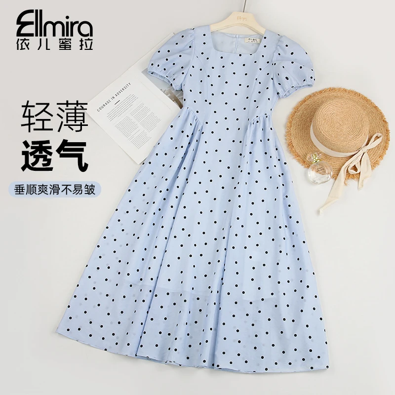 9346女童波点连衣裙夏季儿童长裙短袖礼服裙2025新款公主裙洋气