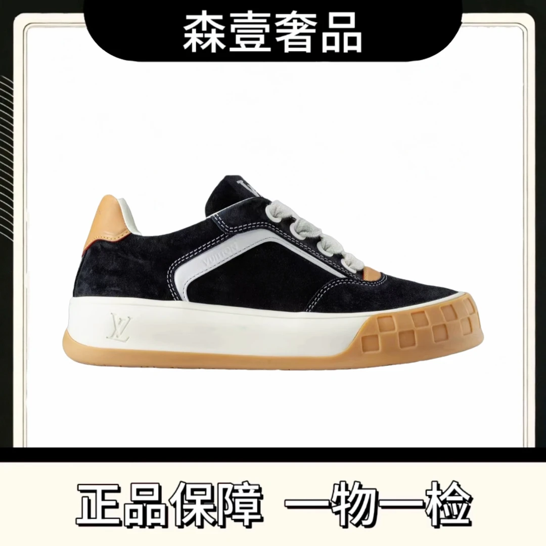 未使用 LouisVuitton/路易威登 Tilted 圆头系带 饼干鞋 男款 黑