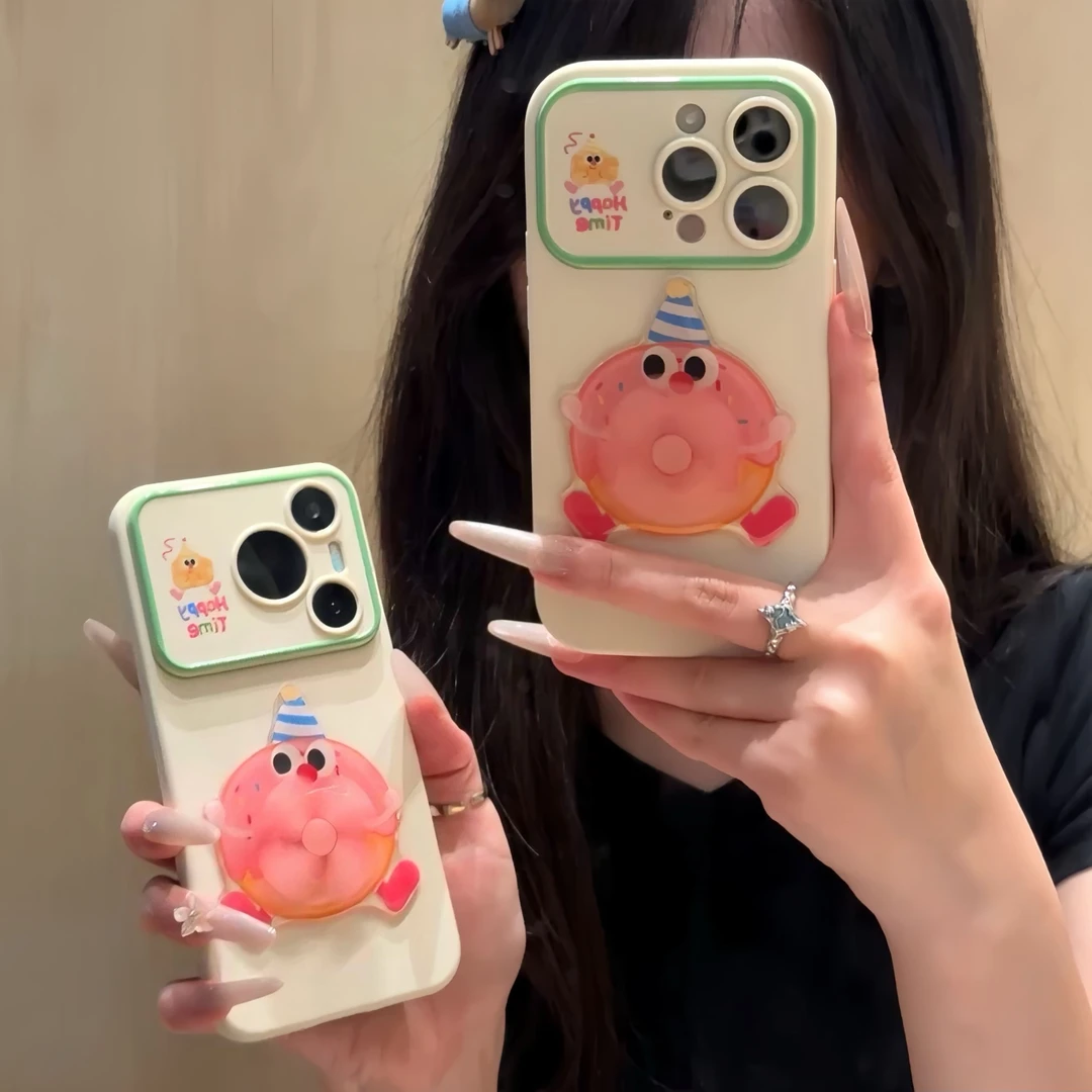 立体旋转甜甜圈适用苹果16promax手机壳华为oppovivo小米全包软壳