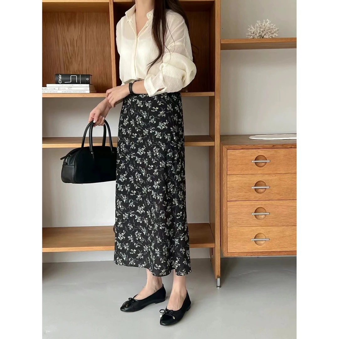 /碎花裙/休闲百搭中高腰碎花裙 D39