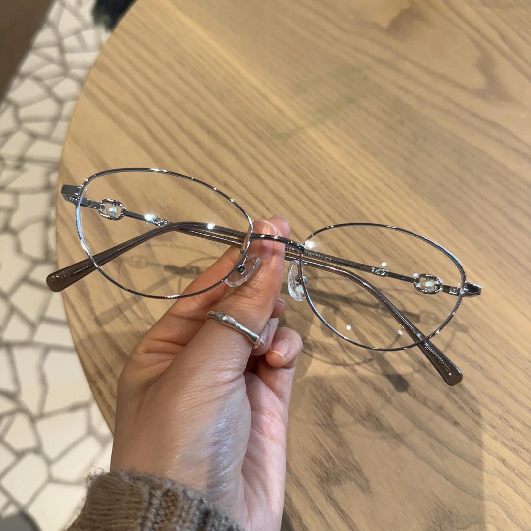 16号珍珠款倒三角微猫眼御姐白月光高智清冷防蓝光可配度数眼镜