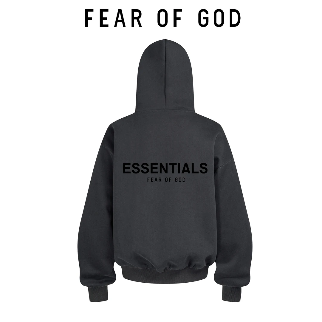 FEAR OF GOD复线ESSENTIALS植绒字母连帽卫衣男女秋冬FOG潮牌外套
