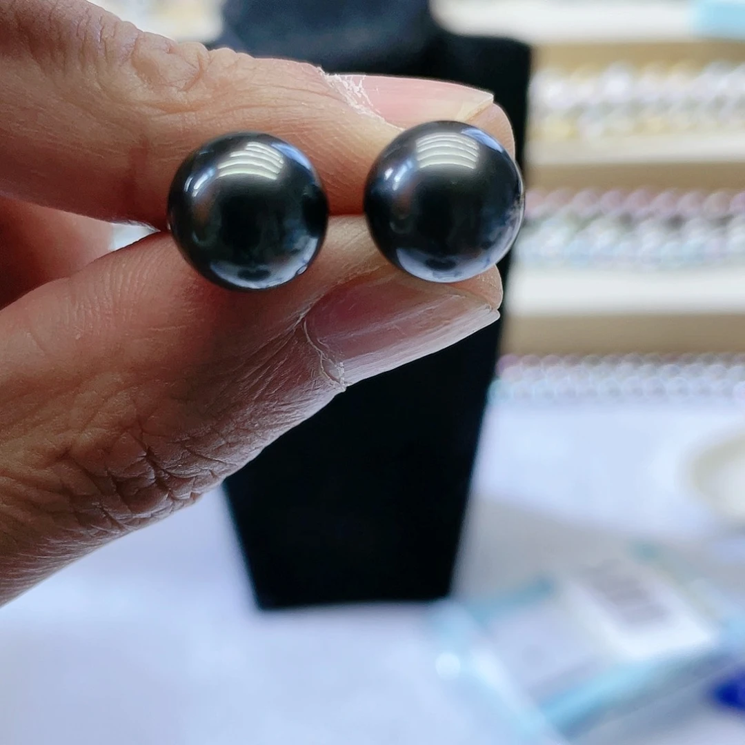 海水珍珠耳饰银S925镶嵌