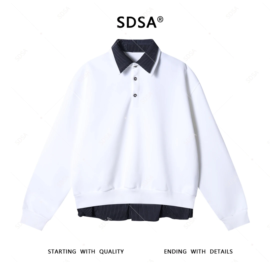 SDSA男士秋冬新款轻奢痞帅男装撞色拼接翻领卫衣百搭时尚上衣