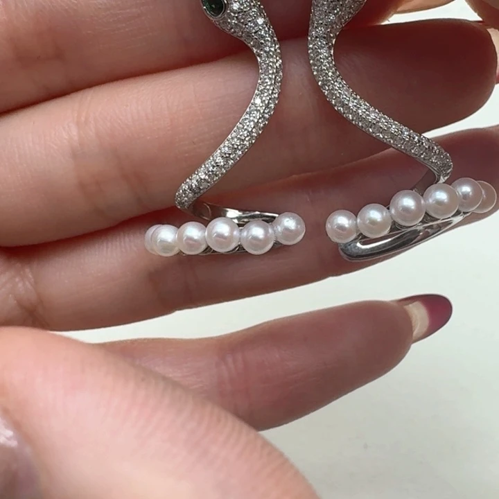 淡水珍珠耳饰银S925镶嵌