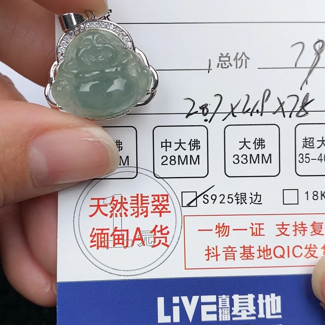 翡翠颈饰银S925镶嵌吊坠