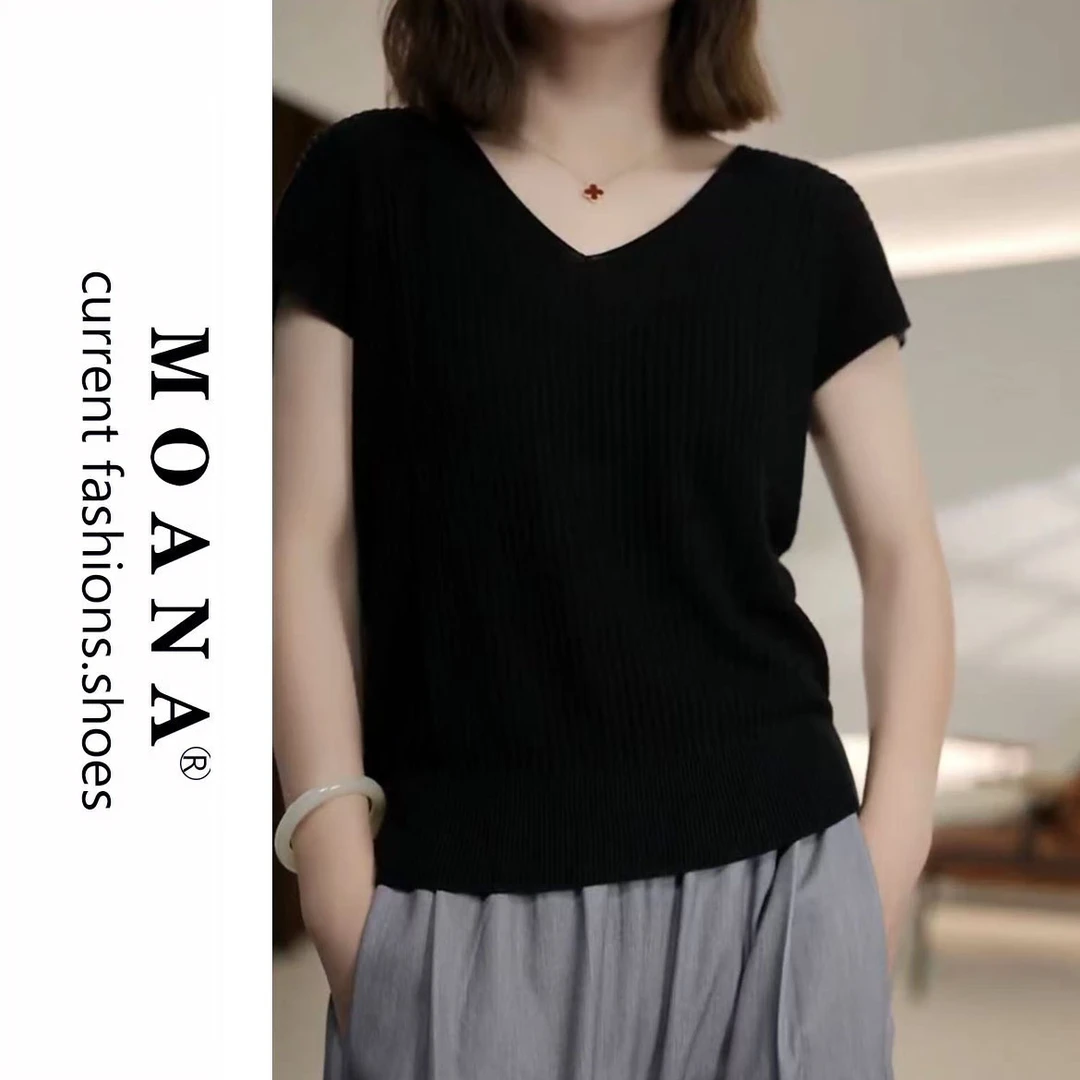 2025夏季镂空超显瘦轻薄凉快气质百搭莱赛尔短袖T恤女上衣