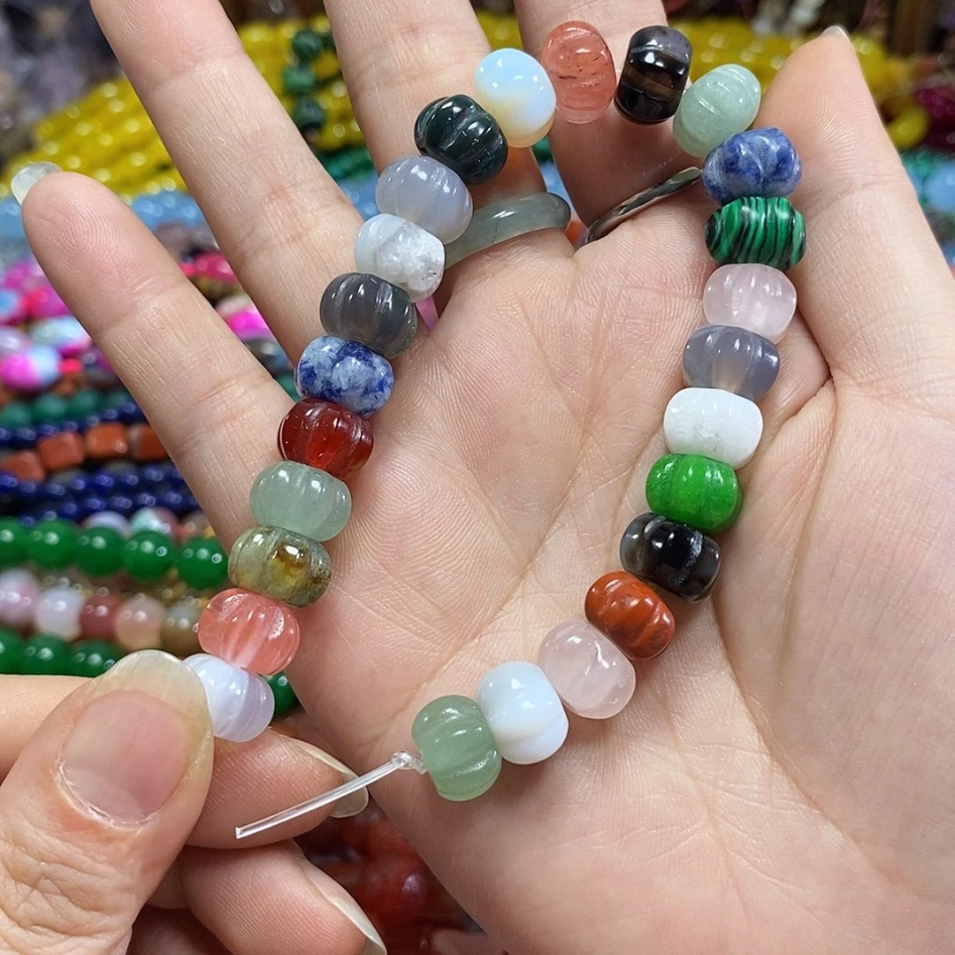 玛瑙/玉髓未镶嵌珠宝半成品多宝雕刻南瓜短款卡12mm