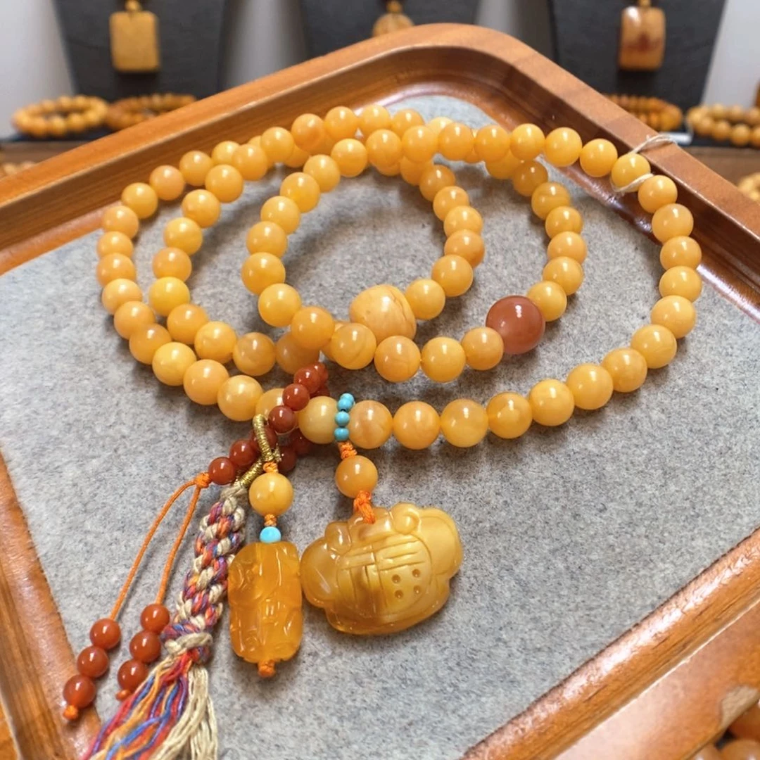 未镶嵌蜜蜡手串蜜蜡