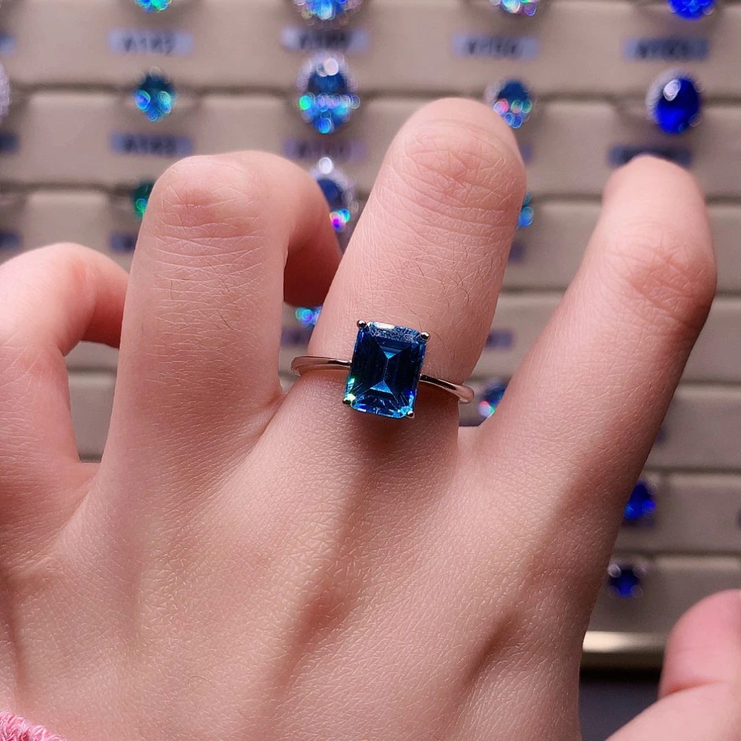 海蓝宝石银S925镶嵌戒圈