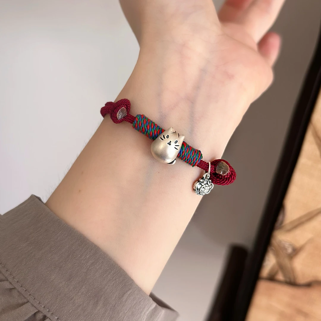 足银手链 【龙猫】999足银手编绳新中式简约百搭休闲手链