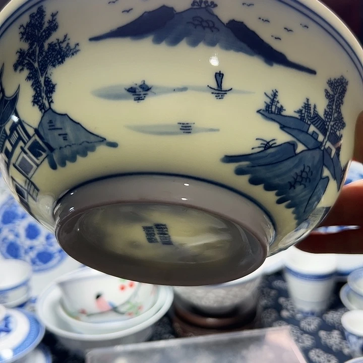 手绘8寸梧桐汤碗底款办公室