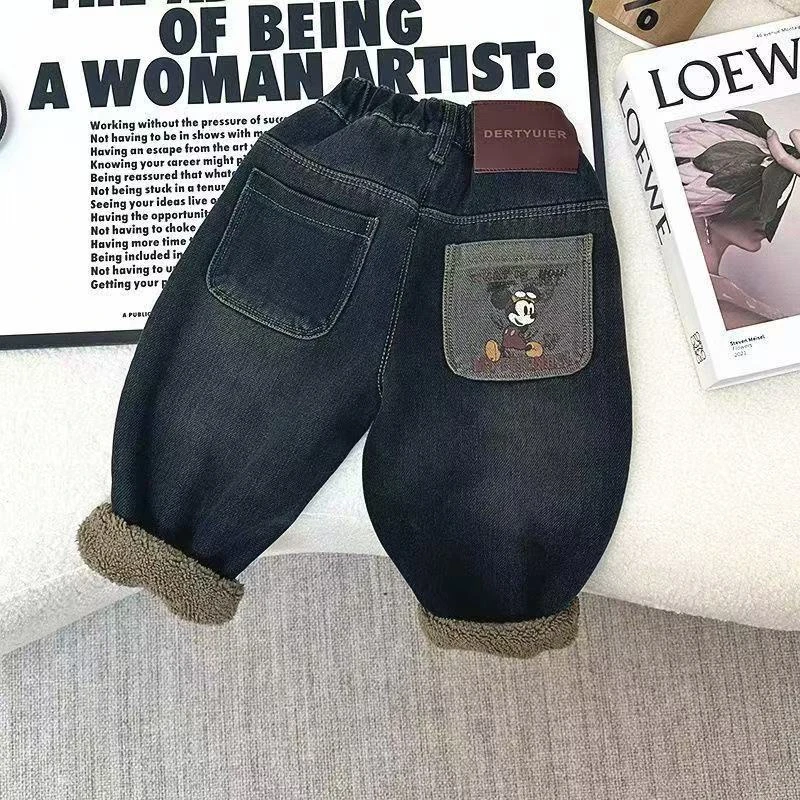 儿童加绒牛仔裤男童新款韩版冬装中小童炸街宝宝秋冬季休闲裤潮裤