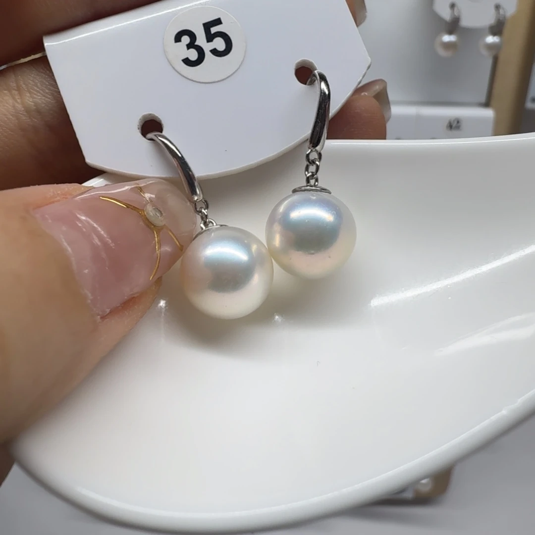 琳***目淡水珍珠耳饰银S925镶嵌珍珠