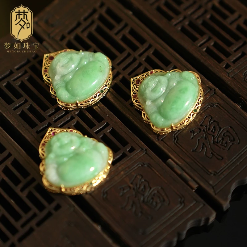 18k金翡翠佛公吊坠Sy （多样性发其一）