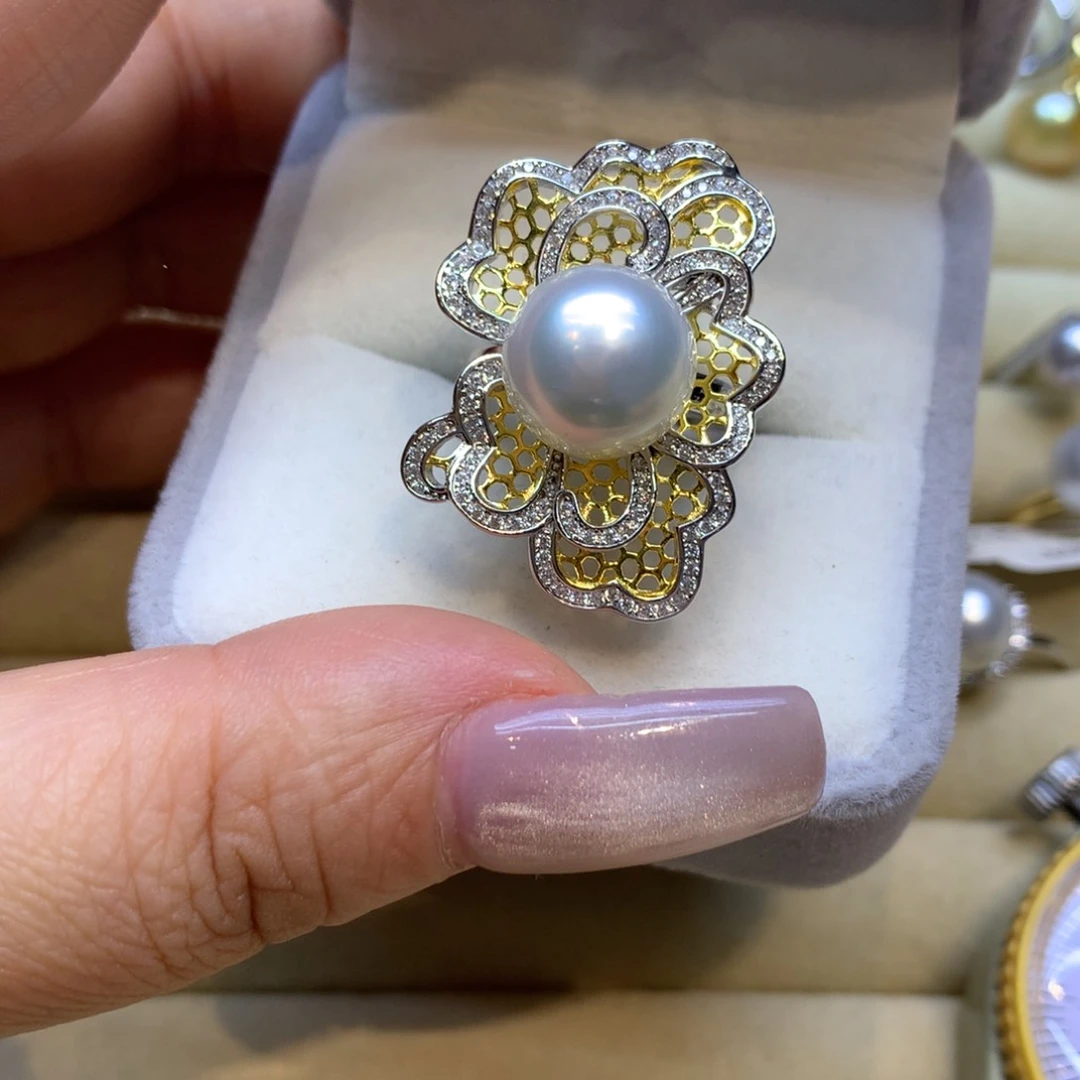 银S925镶嵌戒指海水珍珠