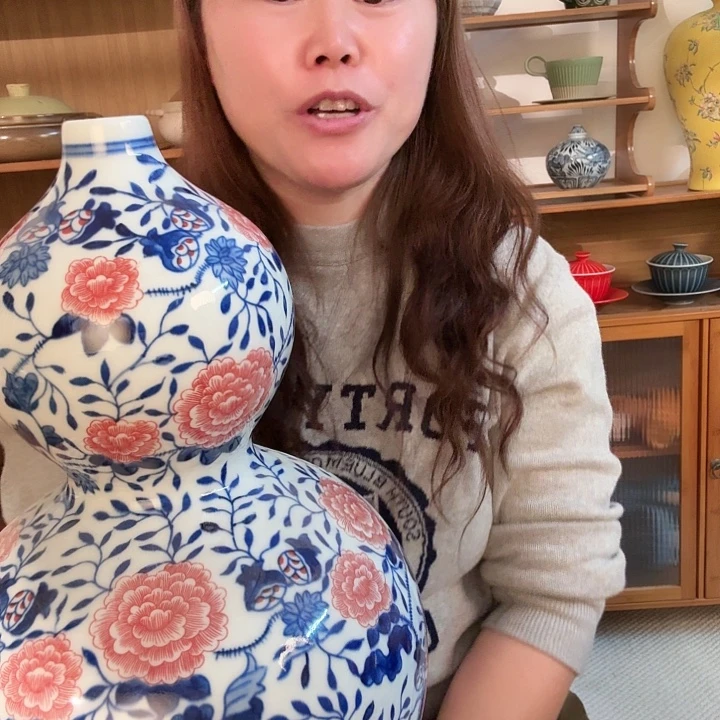 青花五彩葫芦花瓶