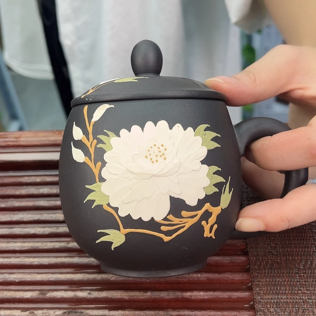 宜兴原矿紫砂全手工盖杯