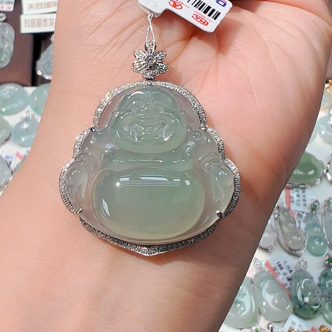 翡翠18K金镶嵌吊坠(不含链)佛公