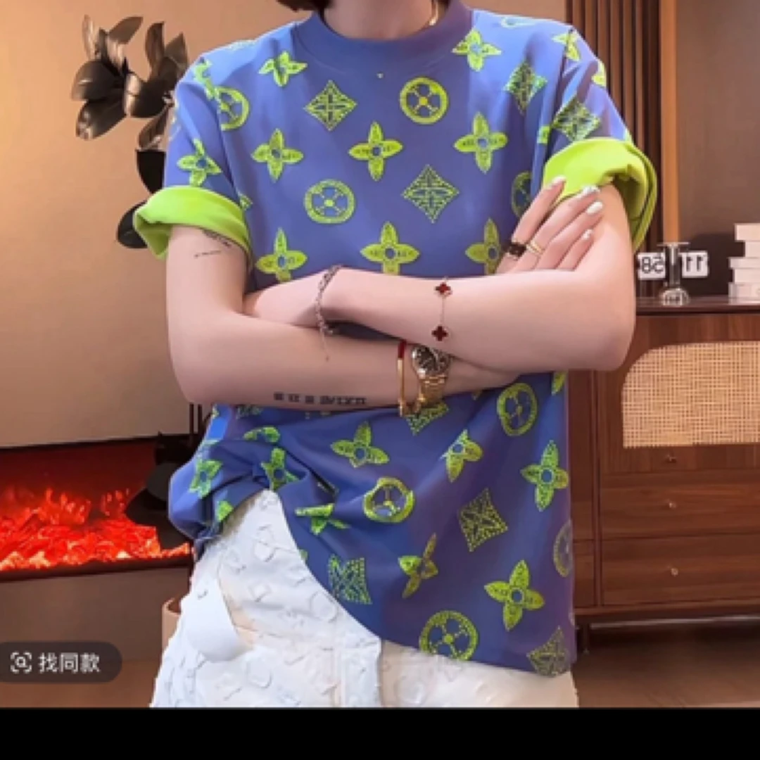 龙女家领常规款休闲风印花T恤休闲短袖