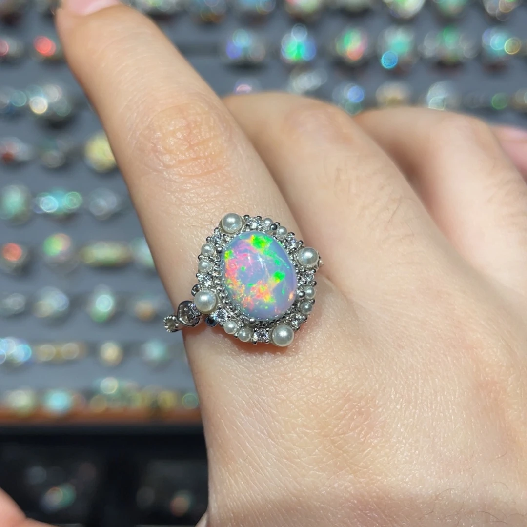 欧泊银S925镶嵌欧泊戒指