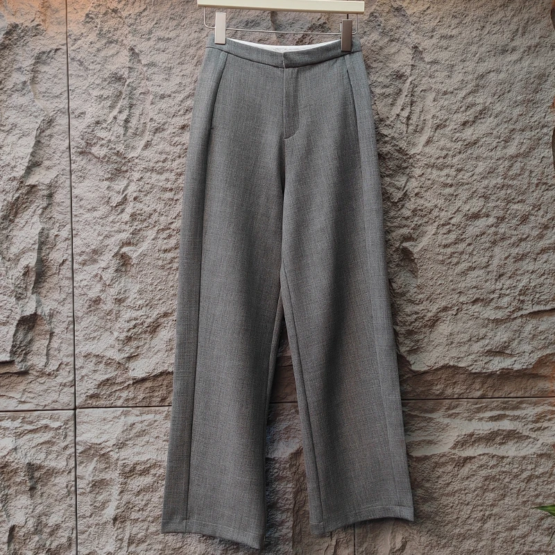 长裤休闲裤正装裤高腰垂坠感百搭西装女士女装时尚窄版直筒裤