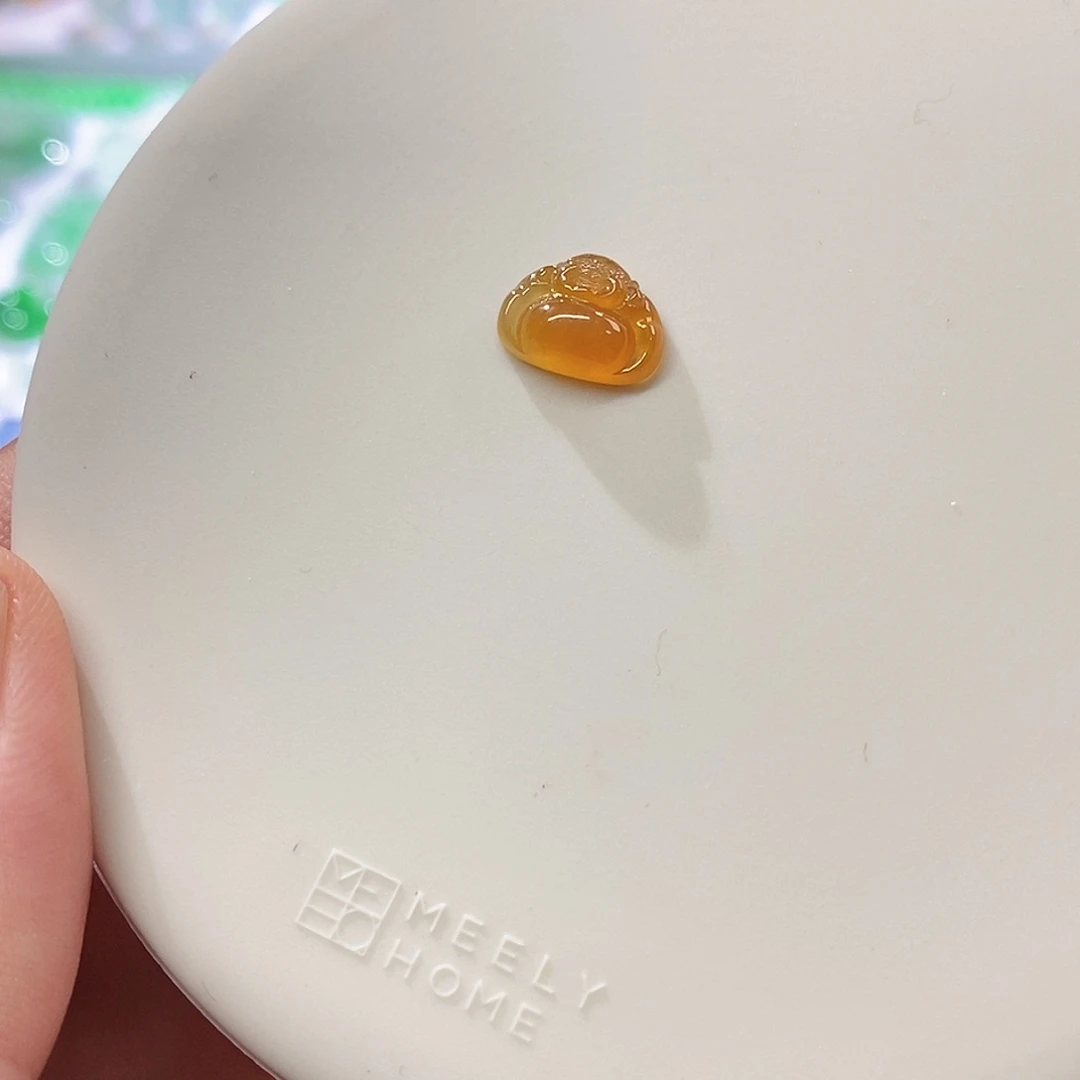 翡翠裸石冰黄翡小佛公